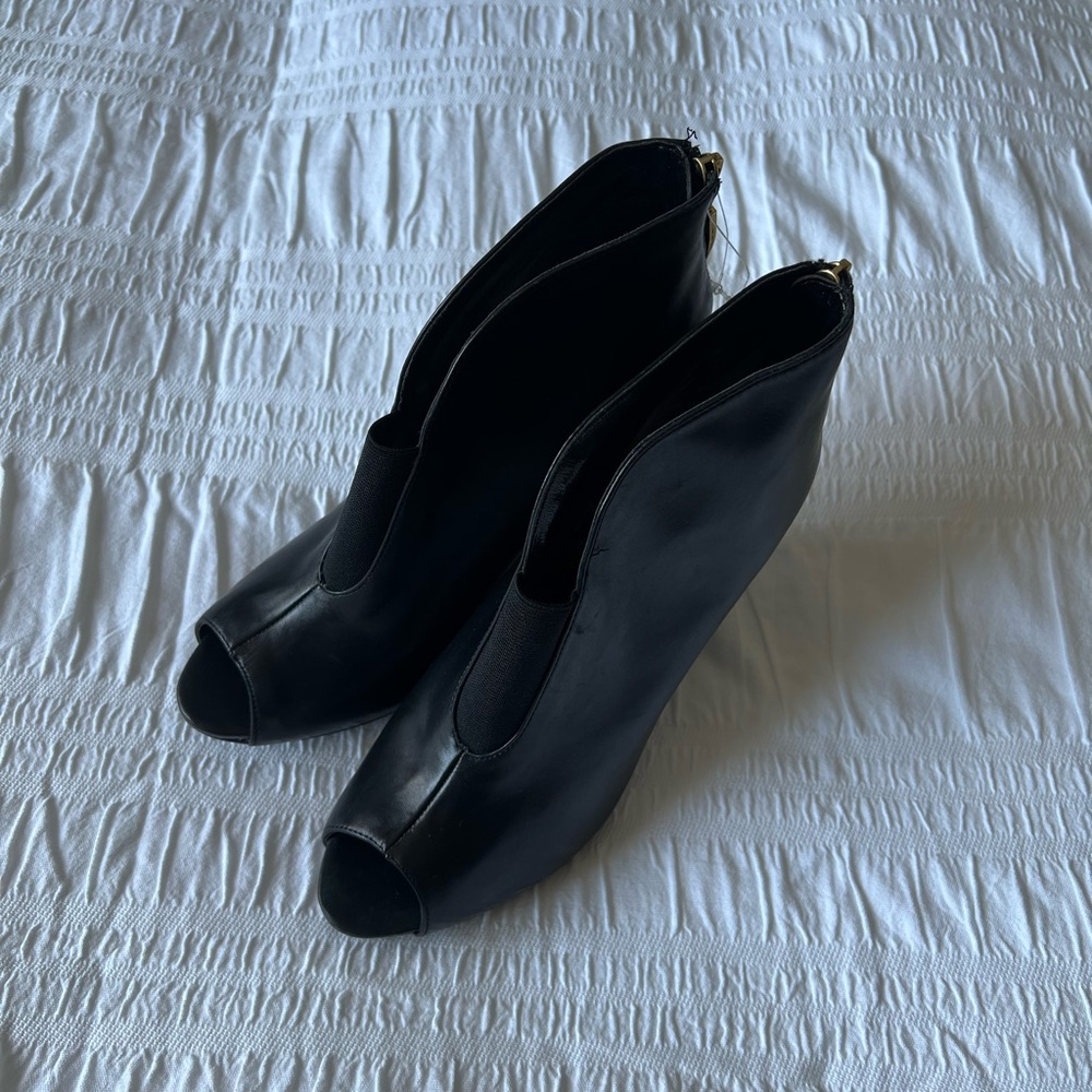 Elegant Black Peep-Toe Ankle Boots